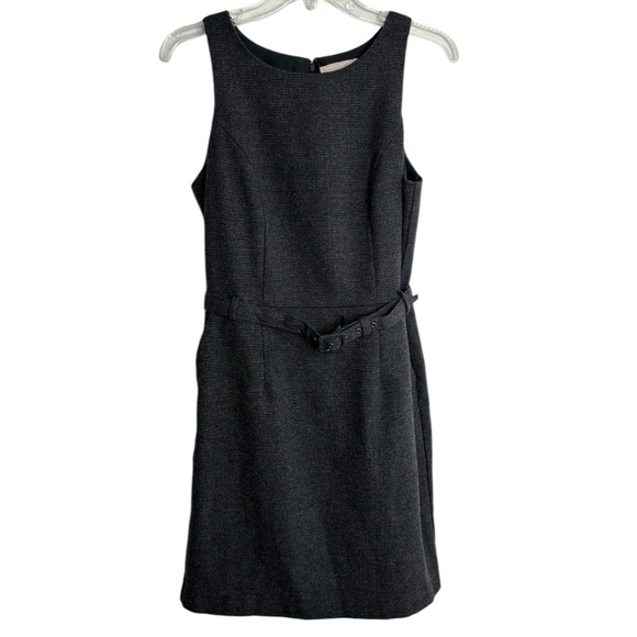 Banana Republic Sheath Dress Jumper Belted Pockets Wool Tweed Size 8 Black Gray - Picture 7 of 14